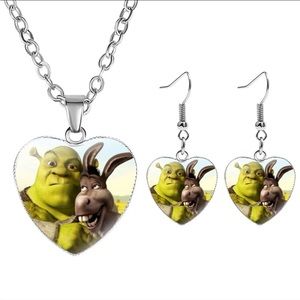NEW Shrek & Donkey Necklace Earring Set